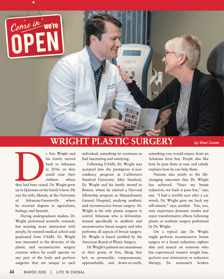 Dr. Wright Life in Chenal Magazine Article