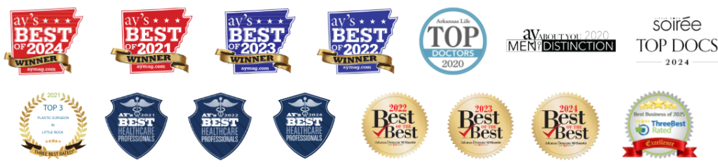 AY's Best of 2024 Winner, AY's Best of 2023 Winner, AY's Best of 2022 Winner, AY's Best of 2021 Winner, Arkansas Life Top Doctors 2020, AY Magazine Mention of Distinction 2020, Top 3 Auto Injury Attorneys in Little Rock 2024 (ThreeBestRated), AY's Best Healthcare Professionals 2021, 2022, 2024, Arkansas Democrat-Gazette Best of the Best 2022, 2023, 2024, Best Business of 2025 (ThreeBestRated Excellence Award