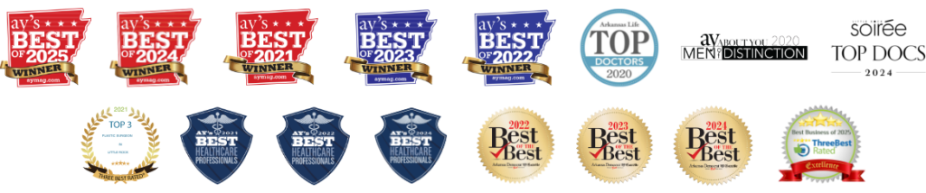 AY's Best of 2025 Winner, AY's Best of 2024 Winner, AY's Best of 2023 Winner, AY's Best of 2022 Winner, AY's Best of 2021 Winner, Arkansas Life Top Doctors 2020, AY Magazine Mention of Distinction 2020, Top 3 Auto Injury Attorneys in Little Rock 2024 (ThreeBestRated), AY's Best Healthcare Professionals 2021, 2022, 2024, Arkansas Democrat-Gazette Best of the Best 2022, 2023, 2024, Best Business of 2025 (ThreeBestRated Excellence Award)