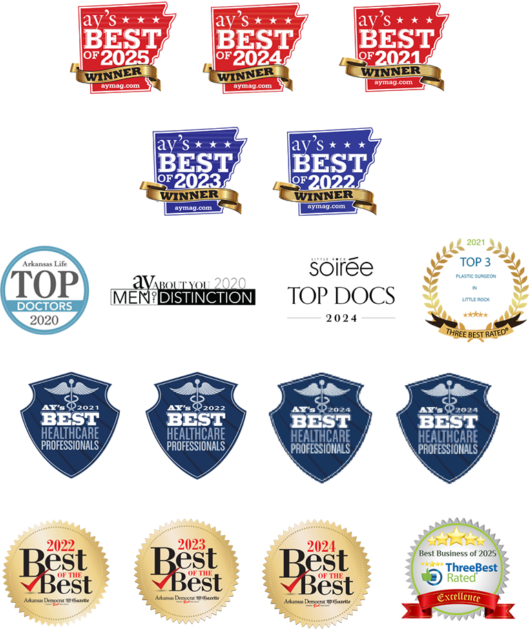 AY's Best of 2025 Winner, AY's Best of 2024 Winner, AY's Best of 2023 Winner, AY's Best of 2022 Winner, AY's Best of 2021 Winner, Arkansas Life Top Doctors 2020, AY Magazine Mention of Distinction 2020, Top 3 Auto Injury Attorneys in Little Rock 2024 (ThreeBestRated), AY's Best Healthcare Professionals 2021, 2022, 2024, 2025, Arkansas Democrat-Gazette Best of the Best 2022, 2023, 2024, Best Business of 2025 (ThreeBestRated Excellence Award)