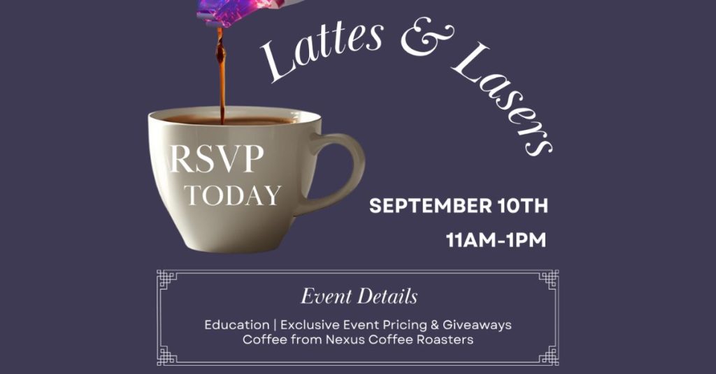 Lattes & Lasers event on September 10 from 11 AM to 1 PM
