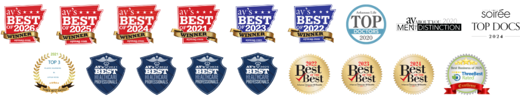 AY's Best of 2025 Winner, AY's Best of 2024 Winner, AY's Best of 2023 Winner, AY's Best of 2022 Winner, AY's Best of 2021 Winner, Arkansas Life Top Doctors 2020, AY Magazine Mention of Distinction 2020, Top 3 Auto Injury Attorneys in Little Rock 2024 (ThreeBestRated), AY's Best Healthcare Professionals 2021, 2022, 2024, 2025, Arkansas Democrat-Gazette Best of the Best 2022, 2023, 2024, Best Business of 2025 (ThreeBestRated Excellence Award)